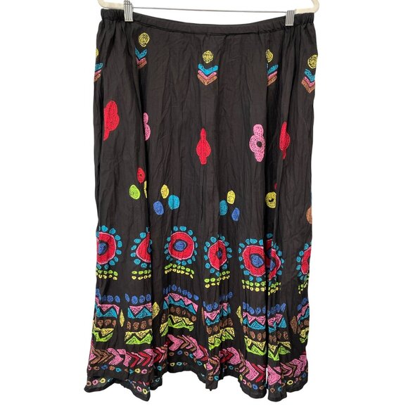 Y2K Vintage Studio Works ALine Skirt Size XL Pull On Geometric Black Art To Wear - Picture 1 of 5